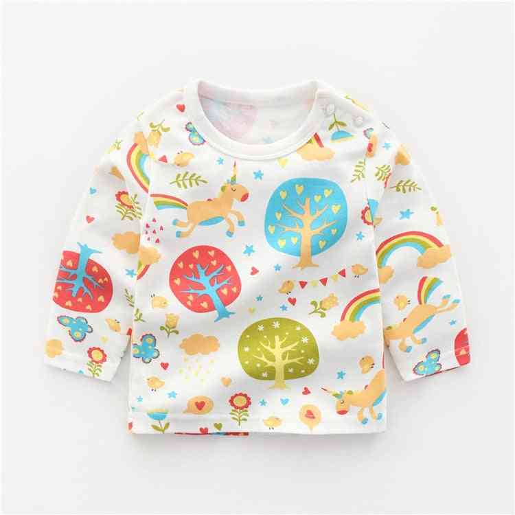 Tecknad tryck baby t-shirt för höst långärmad kläder bomull fritid toppar barn kläder