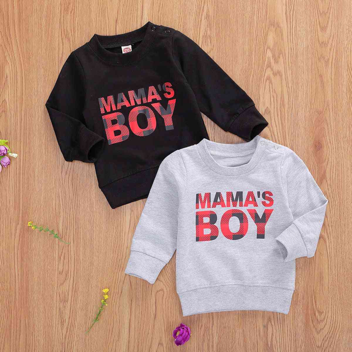 Mama's Boy Letter Printed, Long Sleeve Sweatshirt For Kids