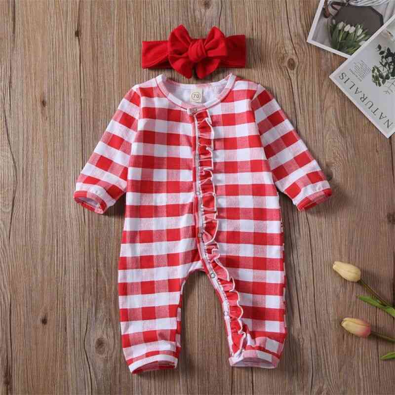 Newborn Baby Boy Girl Christmas Romper Striped Pajama Clothes Outfit Sleepwear