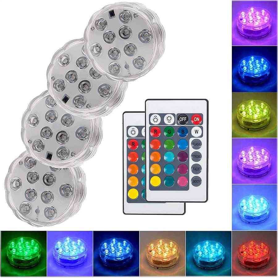 10 Led Remote Controlled Submersible Light, Battery Operated Underwater Night Lamp
