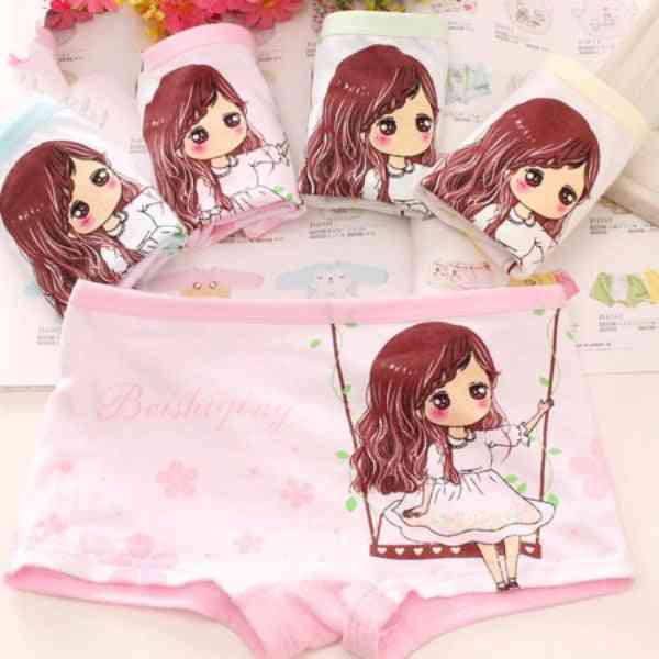 4pcs/lot Cartoon Printed Underwear, Comfortable Soft Panties For Girl