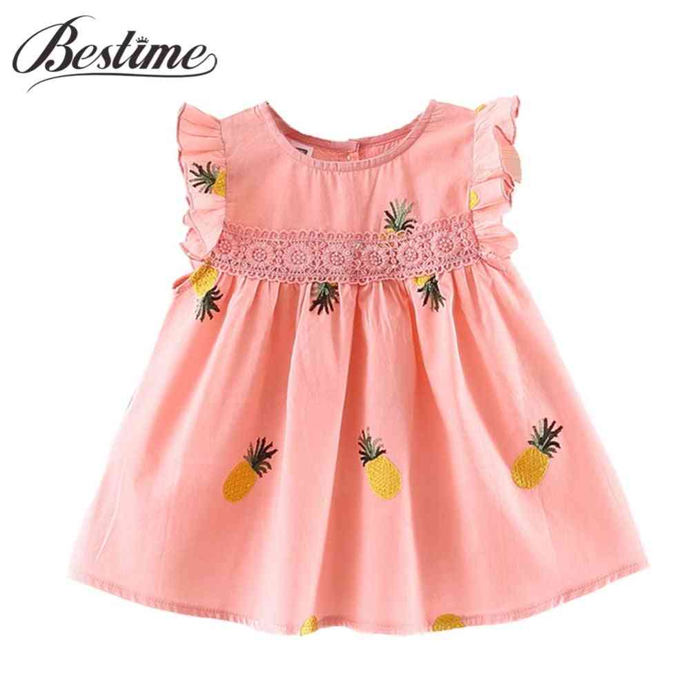 Baby piger tøj sommer kjole frill ærme nyfødte spædbarn kjoler bomuld ananas ærmeløs toddler kjoler