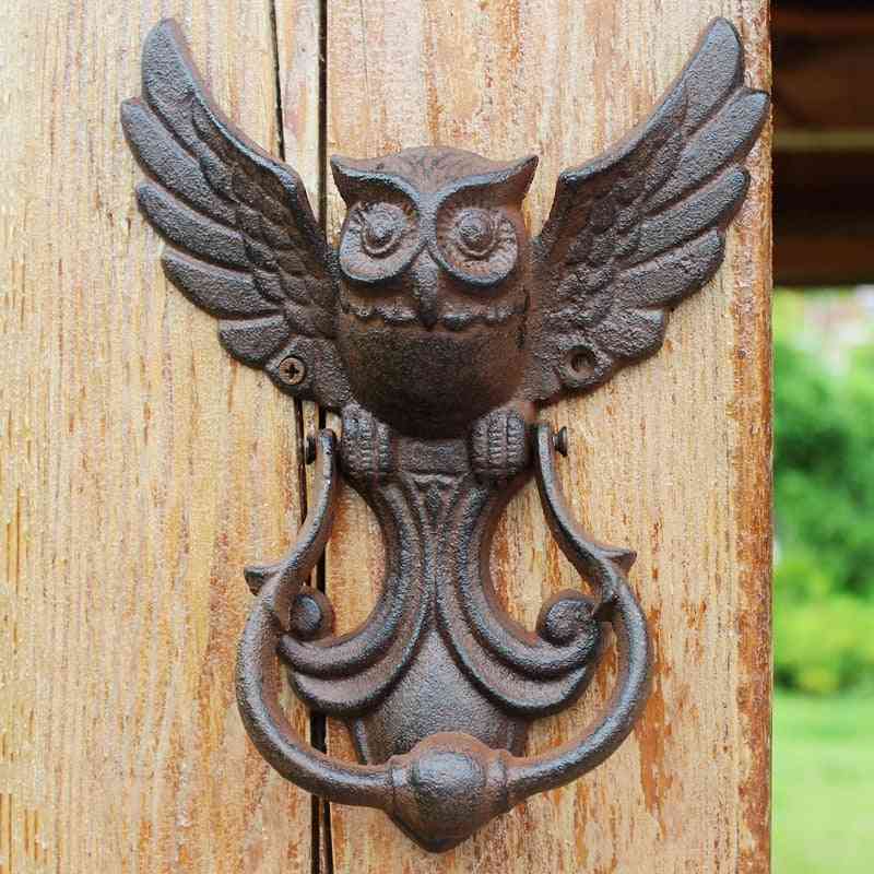 Jd amerikkalaistyylinen rauta kolkutin käsityöt vintage pöllö ovi koputtaa antiikki kahva puutarha kodin seinän koristelu