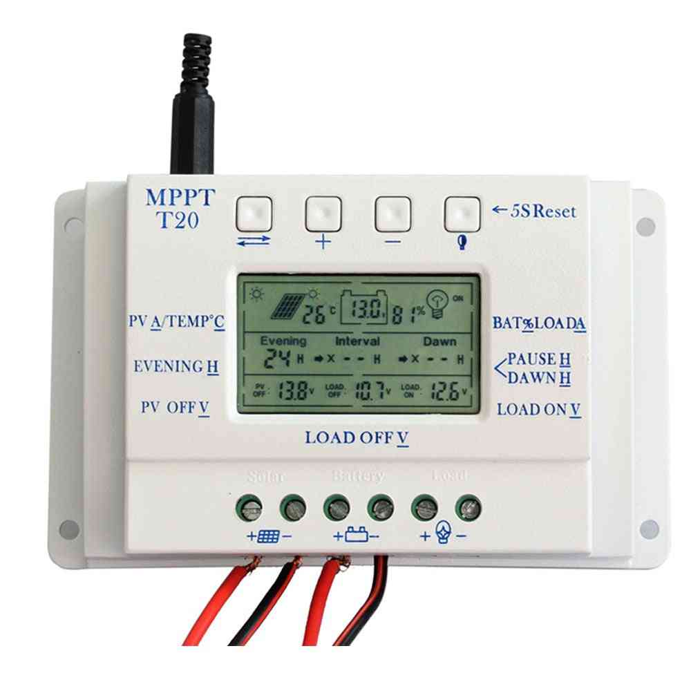 Controlador de carga del regulador de batería del panel solar 20a mppt 12v / 24v sin ningún logotipo en la superficie t20 lcd -