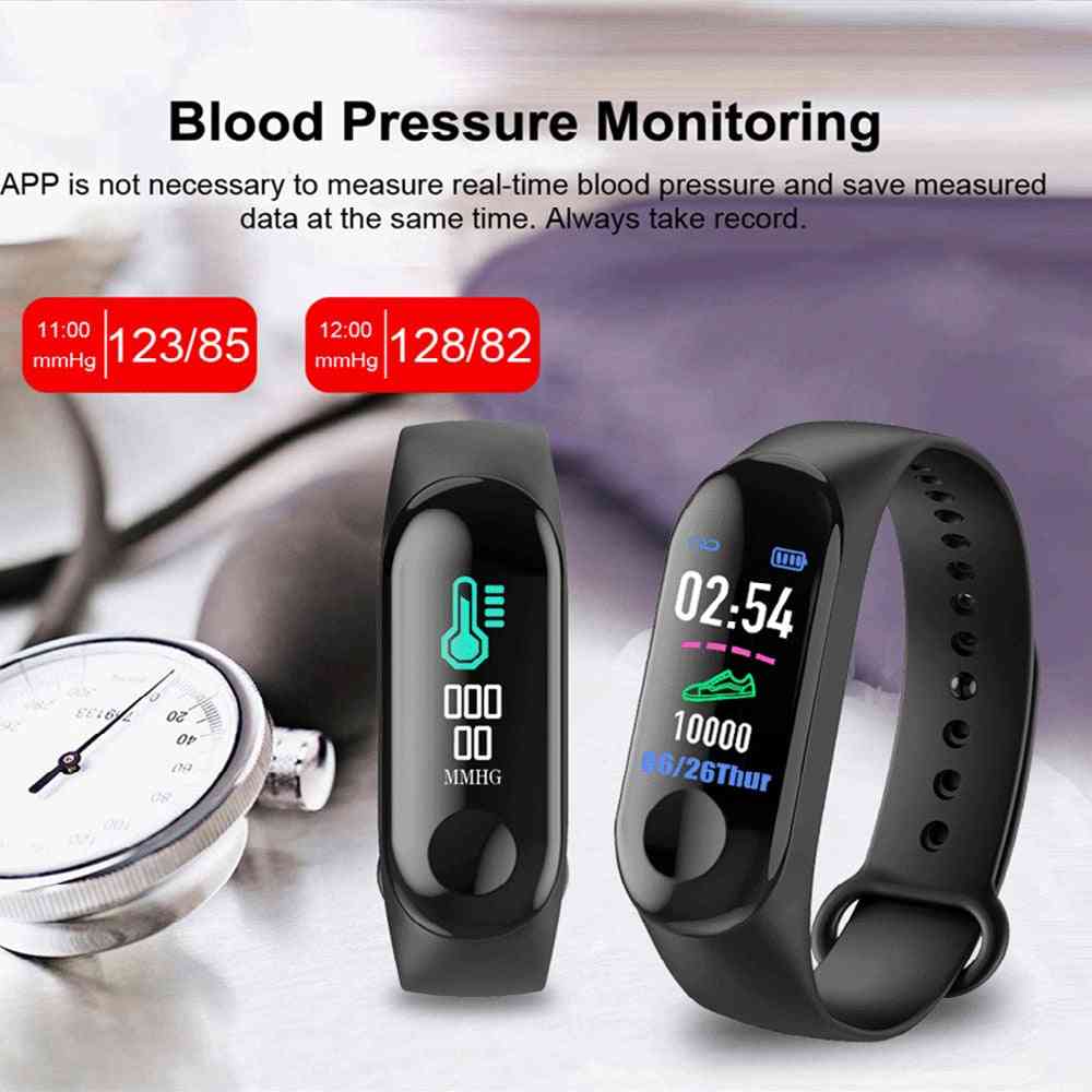 M3 plus slimme armband hartslag bloeddruk gezondheid waterdicht slim horloge, pro bluetooth polsband fitness tracker - zwart zwart