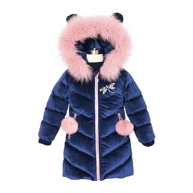 Veste d'hiver à capuche épaissie pour vêtements d'extérieur fille - parkas bleu