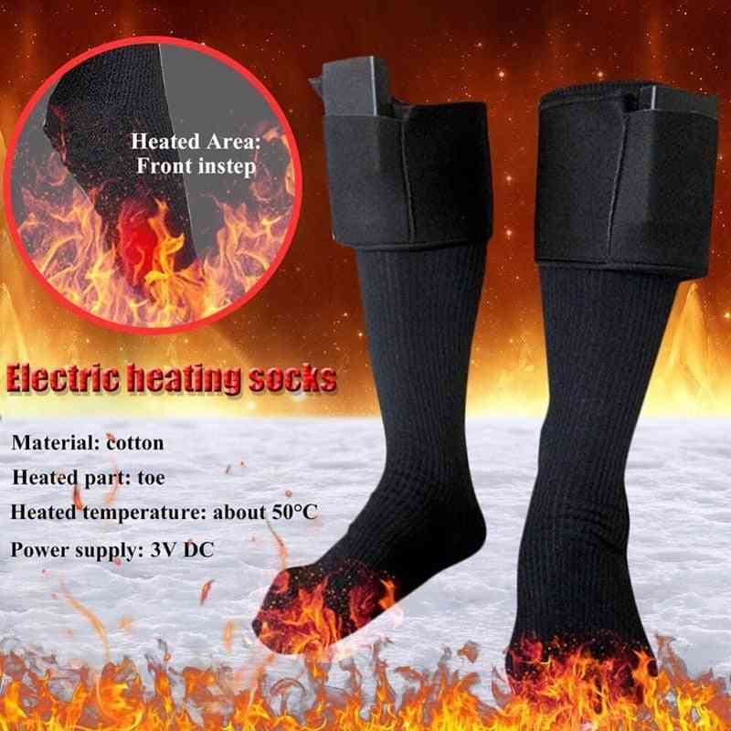 Hommes femmes hiver chaud chaussettes chauffantes électriques à piles longues