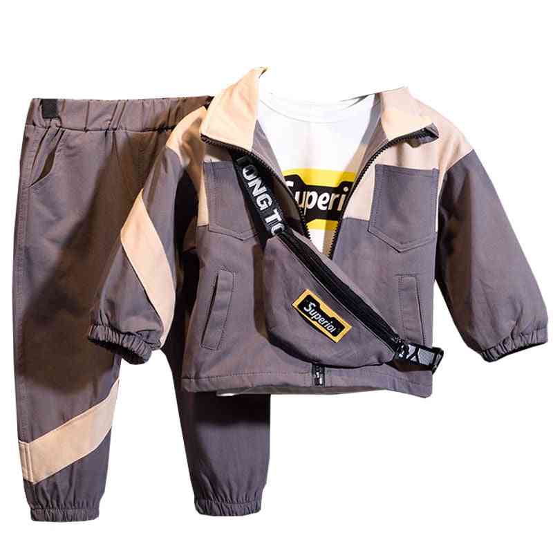 Neues Modeset (Mantel + Hose + Tasche) koreanische Version der Kinder Jungen Mädchen Frühling Herbst Kleidung - y / Größe 90