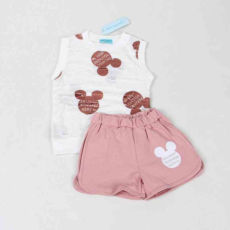 Vestiti per ragazze stile estivo ragazzi set di abbigliamento per neonati t-shirt con stampa di cartoni animati per bambini 3-7 anni bambini - rosa / 3t
