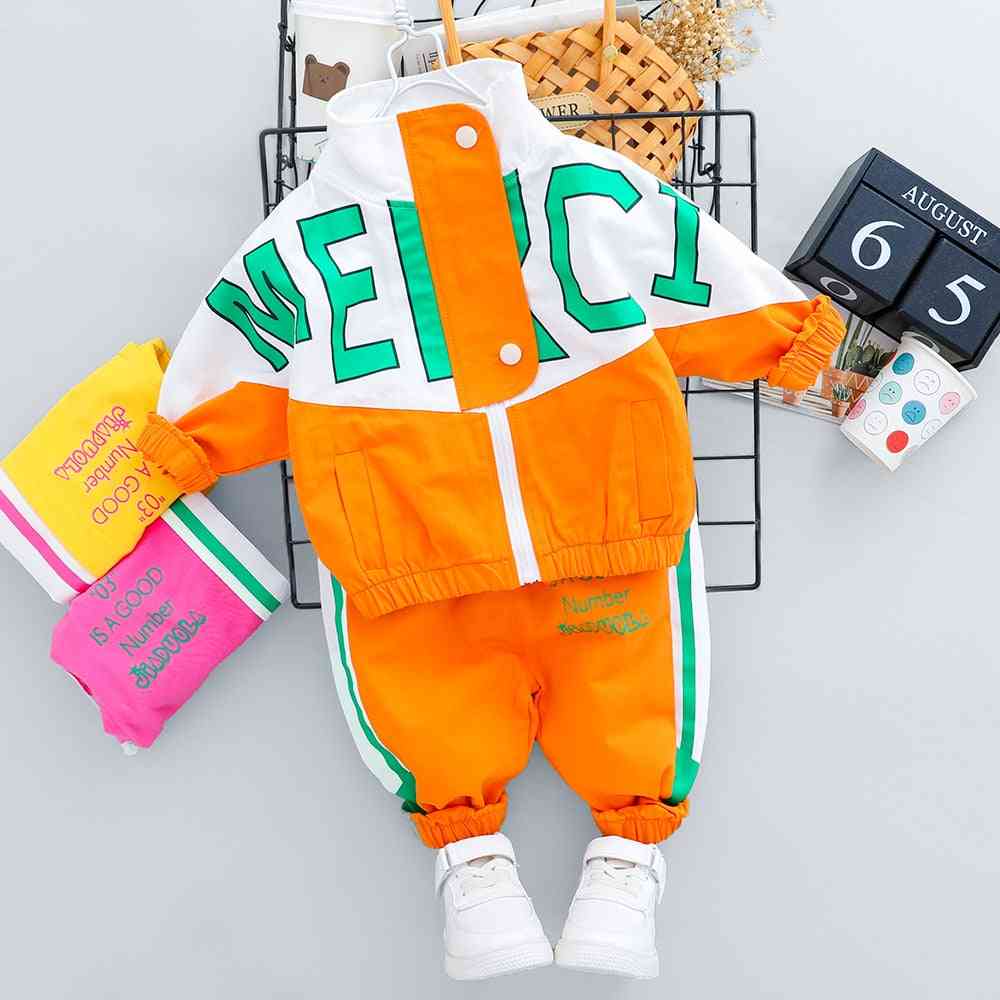 Autumn Boy / Girl Clothing Casual Tracksuit Long Sleeve Letter Zipper Sets, Infant Clothes Baby Pants