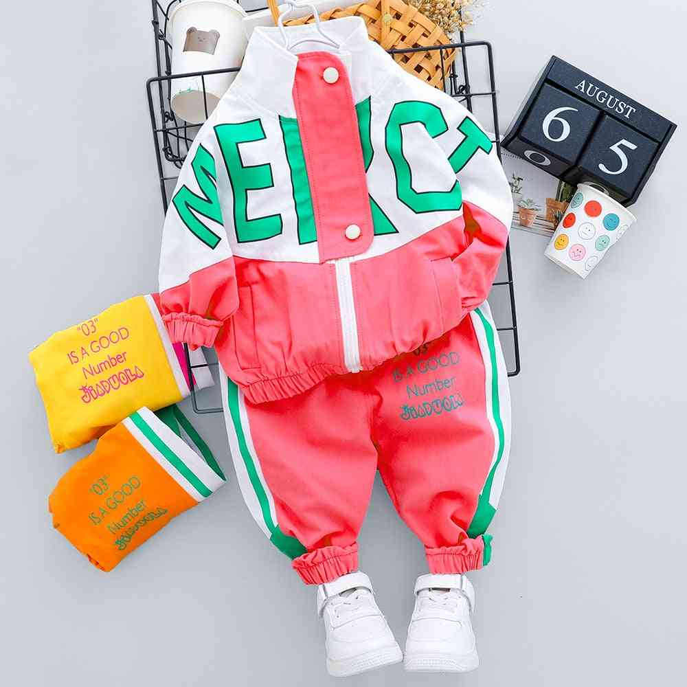 Autumn Boy / Girl Clothing Casual Tracksuit Long Sleeve Letter Zipper Sets, Infant Clothes Baby Pants