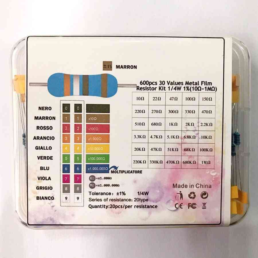 Metal Film Resistor Kit, Colored Use Ring Resistance Resistor Pack Set