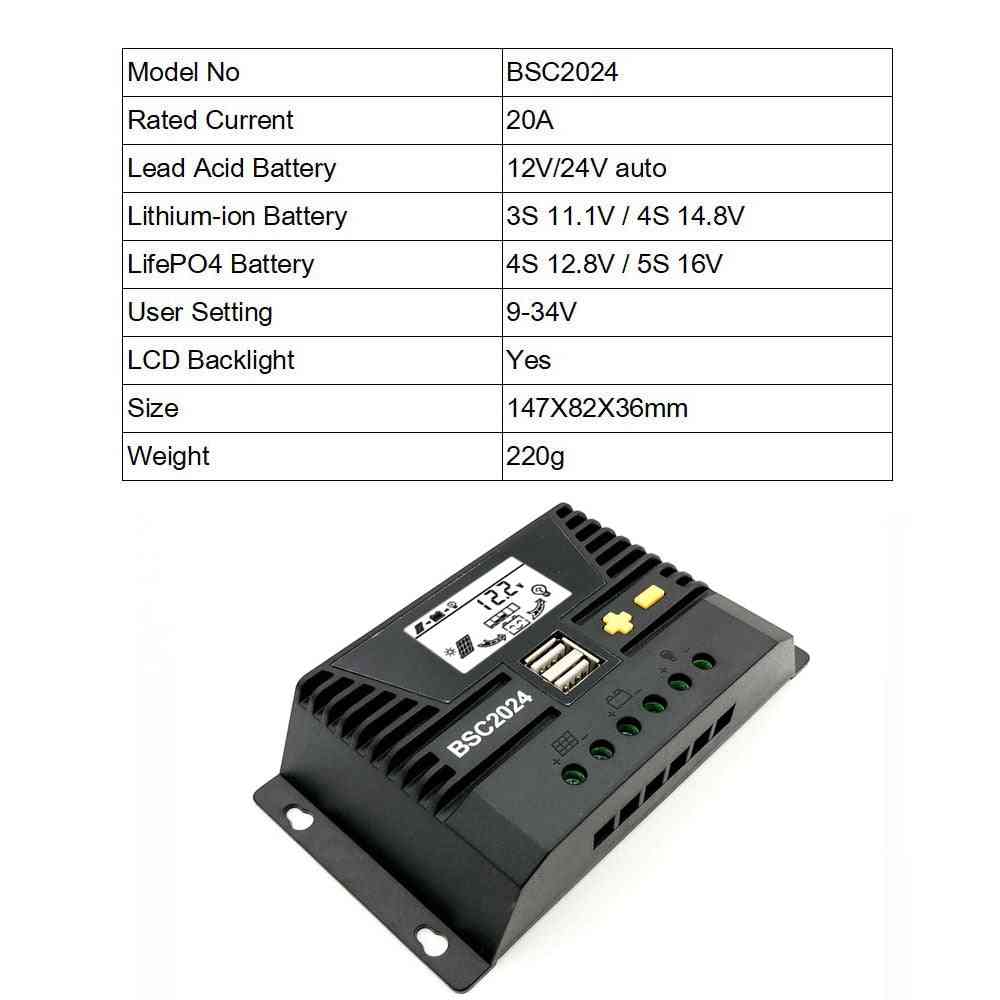 80A / 60A / 50A / 40A / 30A / 20A / 10A 12/24/36 / 48V Solar Charge Controller 12V 24V 36V 48V Auto bakgrunnsbelysning Lifepo4 Litiumbatteri 3.2V 3.7 - 20A
