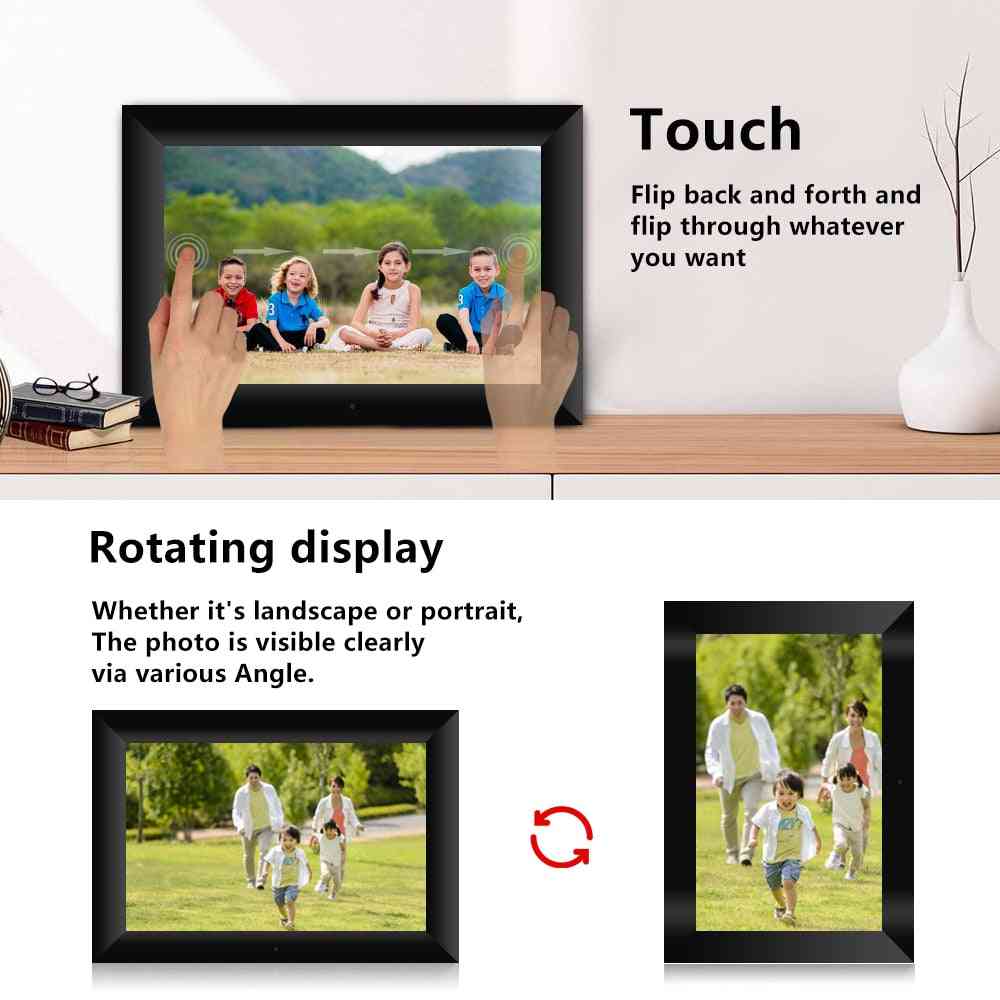 Cadre photo numérique WiFi P100 10,1 '' -16 Go, LCD 800x1280 IPS