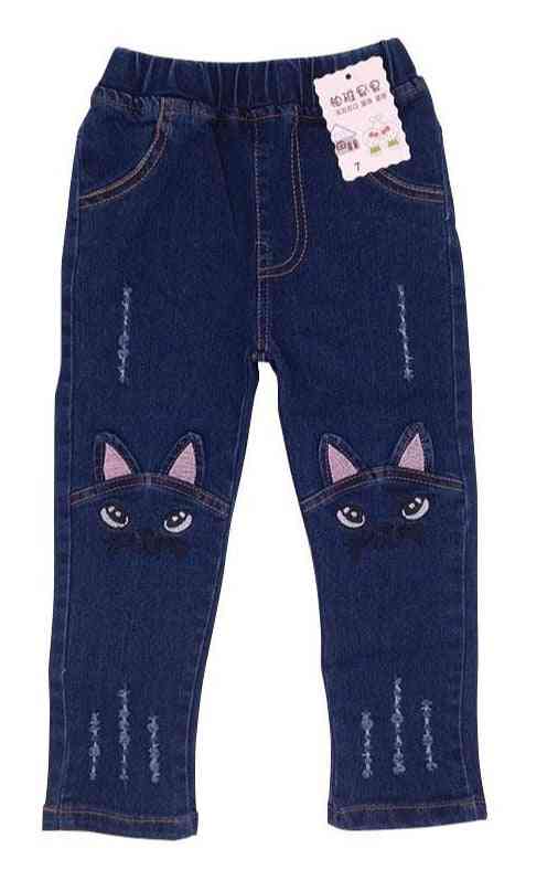 Dívčí legíny, kreslené kočičí vytištěné džínové kalhoty