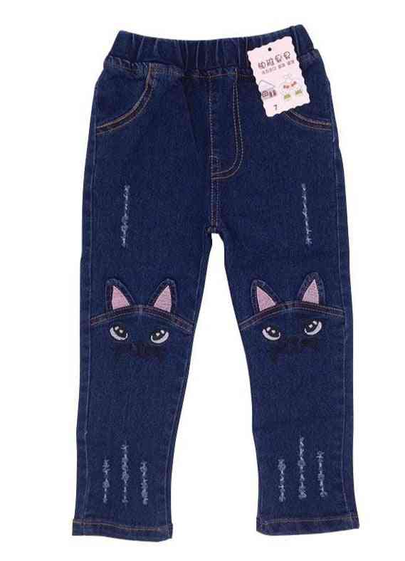 Dívčí legíny, kreslené kočičí vytištěné džínové kalhoty