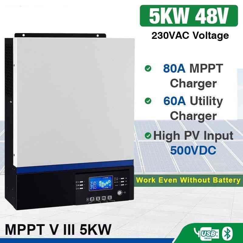 Inverter solare 500vdc / 5000w / 80a, mppt 48v 220v, inverter off grid, inverter wave, caricabatterie 60a