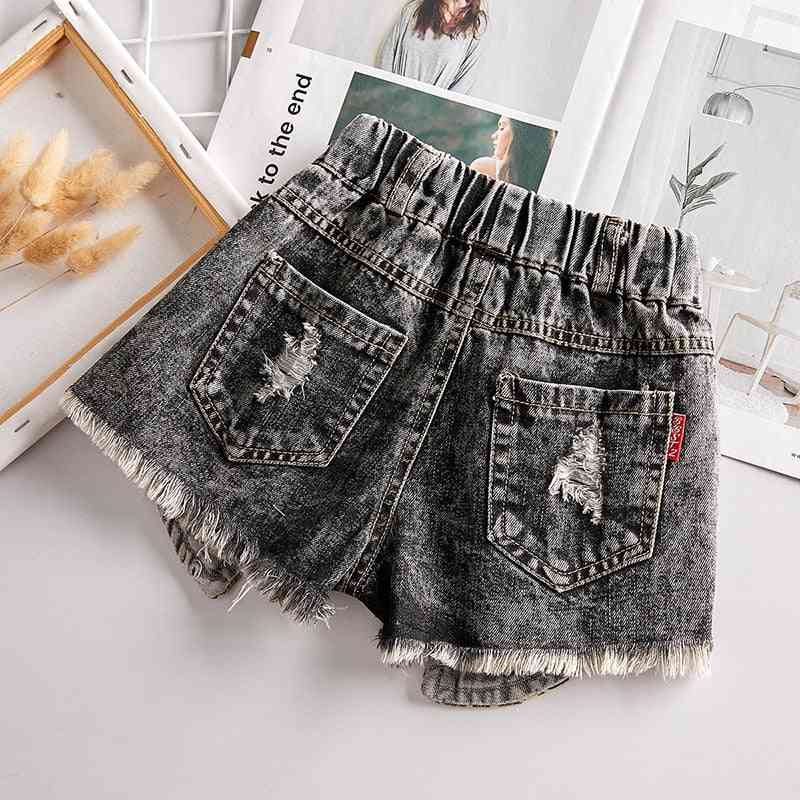 Jeans Pants For Baby Girl - Fashion Leopard Print Patchwork Shorts