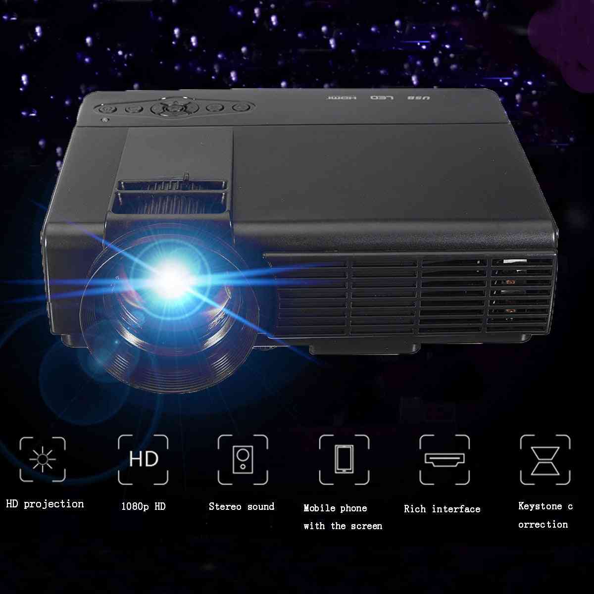 50 lumen 3d 1080p projektor, fuld hd hjemmebiograf multimedia vga / usb / hdmi / led projektor, lcd-beamer-vga -