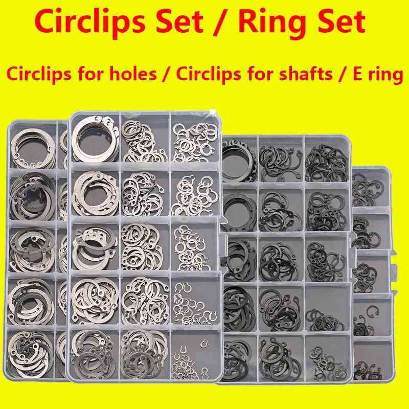 Circlips For Holes / Shafts / E Ring Combination Set - Clamp Spring  Split Washer