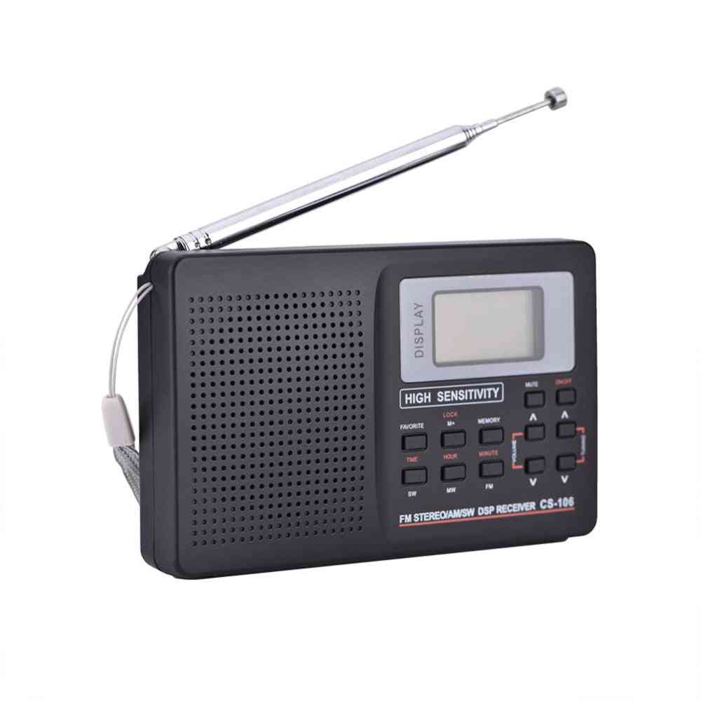 Portable Full Frequency Receiver Alarm Clock Radio