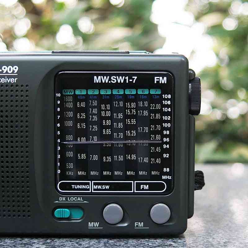 Přenosný radiopřijímač r-909 - fm / mw / sw 9pásmový přijímač slov