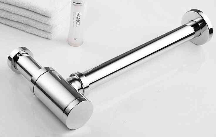 Luxury Bottle Trap, Brass Round Siphon P-trap Bathroom Vanity Basin Pipe