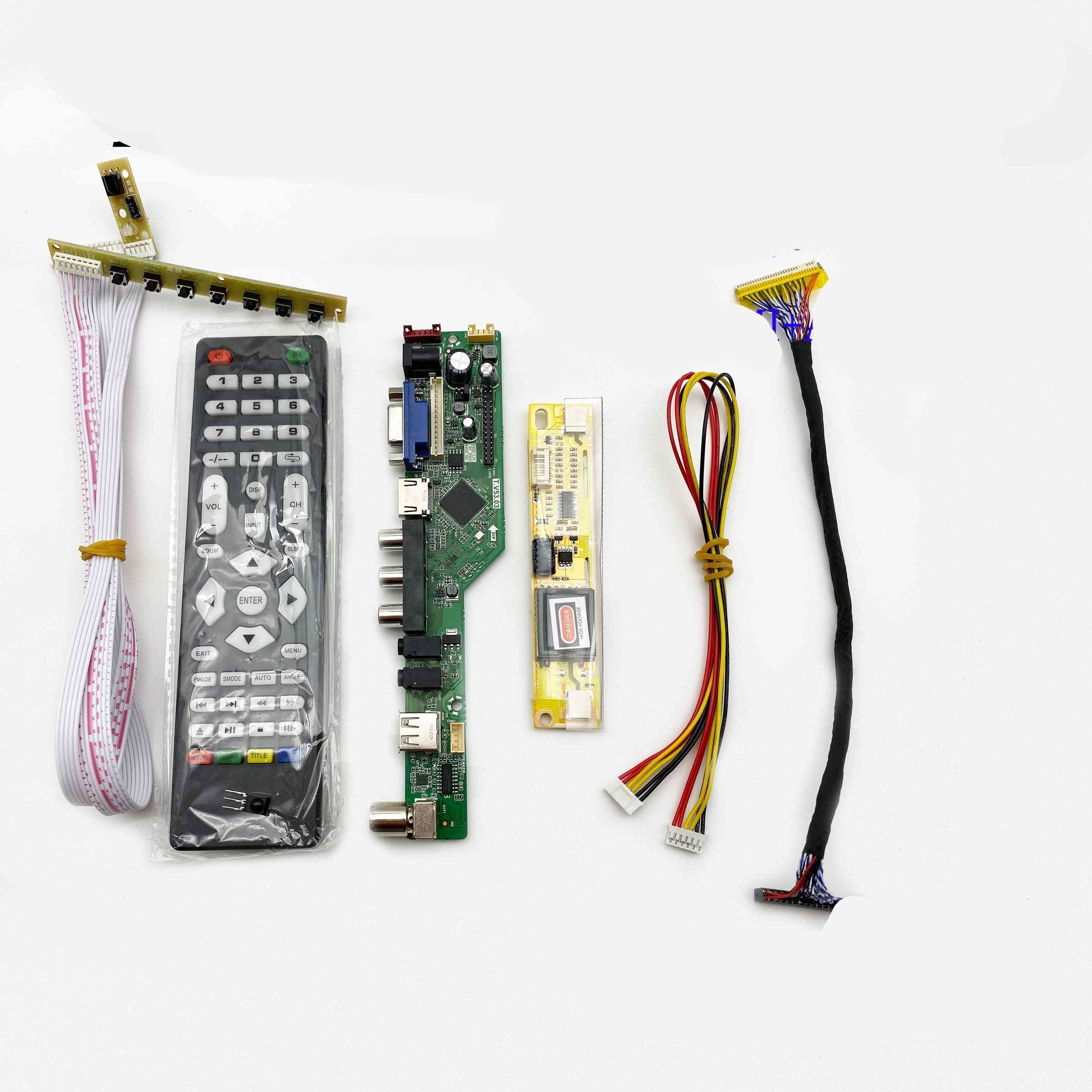 Univerzalna ploča upravljačkog programa za LCD televizor, pc / vga / hdmi / usb sučelje + 7 tipkovnica + 2 pretvarača žarulje
