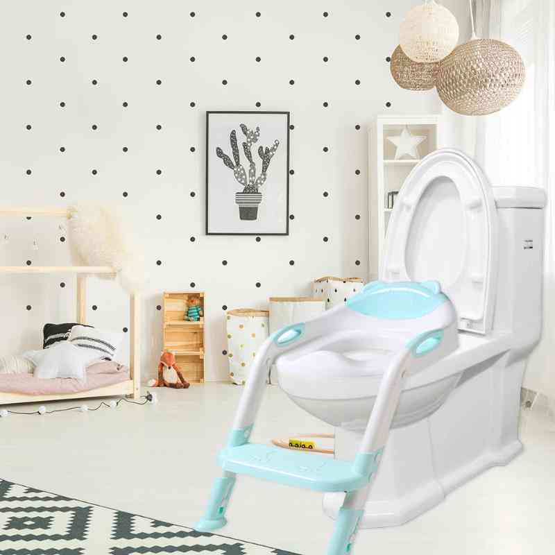 Babypotty träningssäten, spädbarn toalett med justerbar stege, baby toalett-träning fällbar stol - typ en rosa