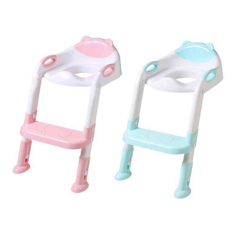 Babypottetræningssæder, spædbarnbørnetoilet med justerbar stige, babytoilet-træning foldesæde - skriv en lyserød