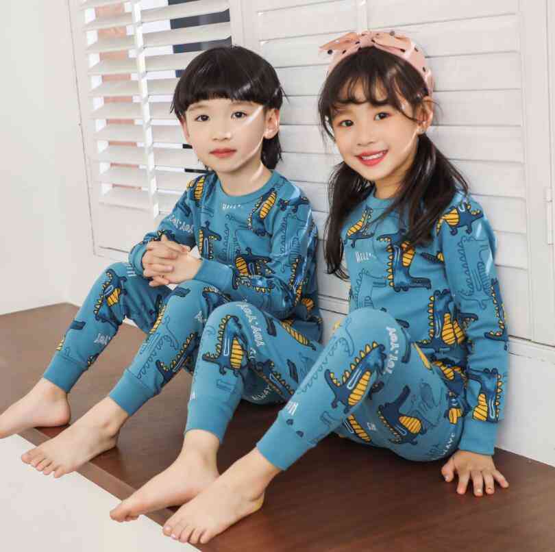 Bavlněné pyžamo pro chlapce a dívky, sada oblečení na noční prádlo