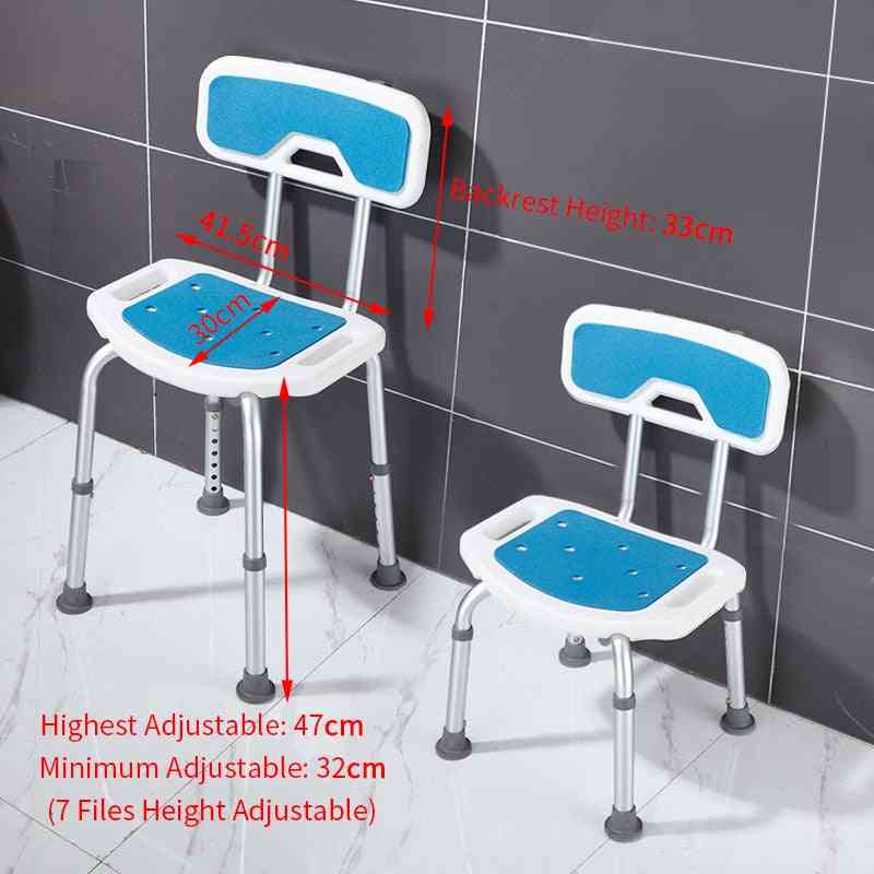 Suihkutuolit vanhuksille, liikuntarajoitteisille turvaistuin - säädettävä korkeus, liukumaton kylpyhuoneen suihku - selkänojalla