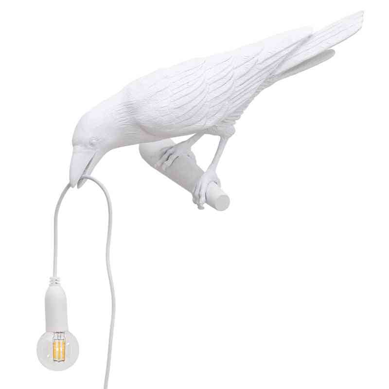 Nordisk designer ledet lille fugl led bordlamper moderne harpiks krage bordlampe til studie soveværelse hjem indretning kunst lysarmaturer - en stil sort