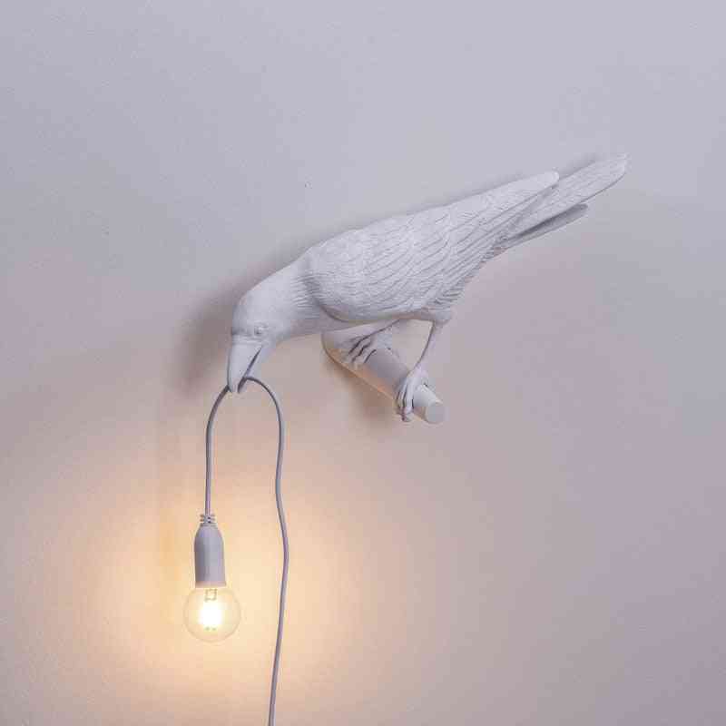 Nordisk designer ledde lite fågel ledde bordslampor modernt harts kråka skrivbordslampa för studios sovrum heminredning konst ljusarmaturer - en stil svart