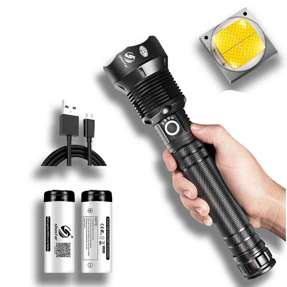 Lampe de poche LED puissante avec lampe xhp 70.2 - 3 modes d'éclairage avec zoom