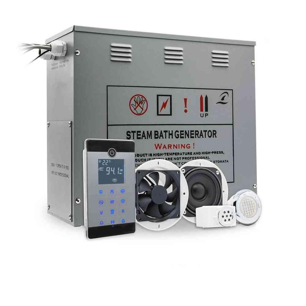 240-380v 9kw Temperature Sensor Steam Time Setting Shower, Sauna Brass Auto Drain Ipx5 Waterproof Remote Control
