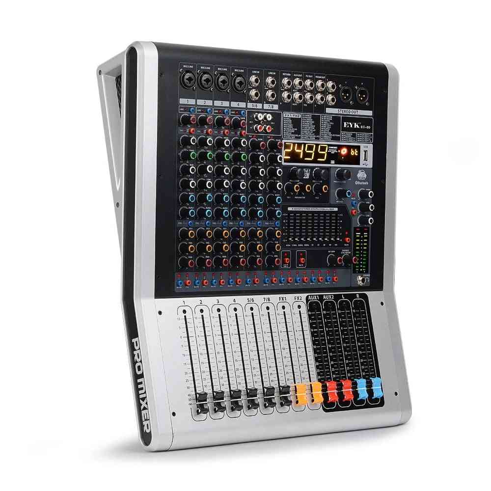 Channel Audio Mixer With Band, Dual Effects Usb Bluetooth Aux Recording Rca Inputs