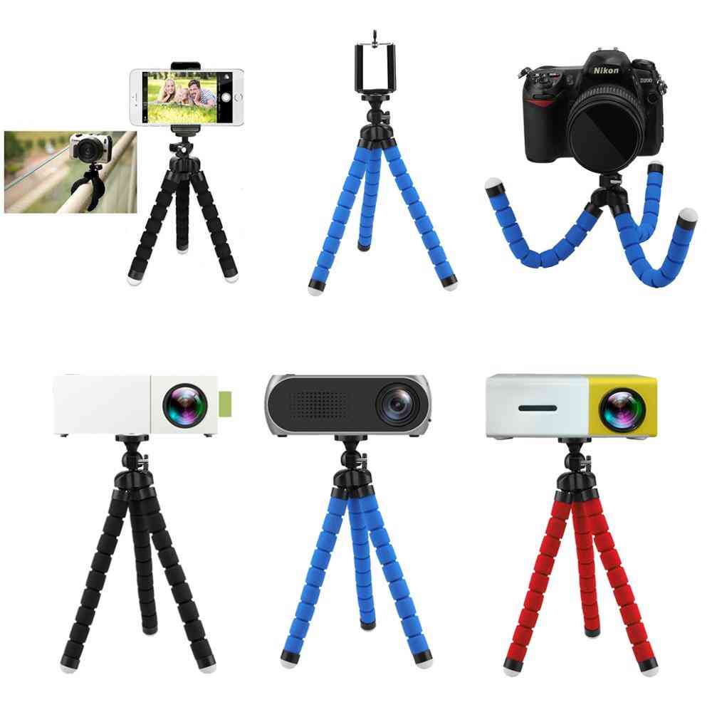 Bärbar mini stativ kompatibel, projektor kamera, bläckfisk telefon stativ - svart stativ hållare