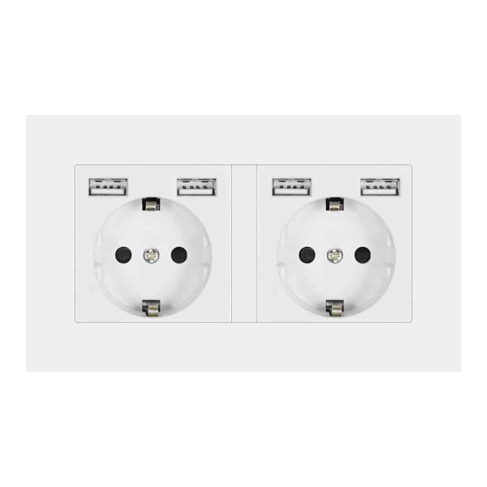 2 Gang Wall Socket Plug With Usb Outlet Strip For Pc Panel
