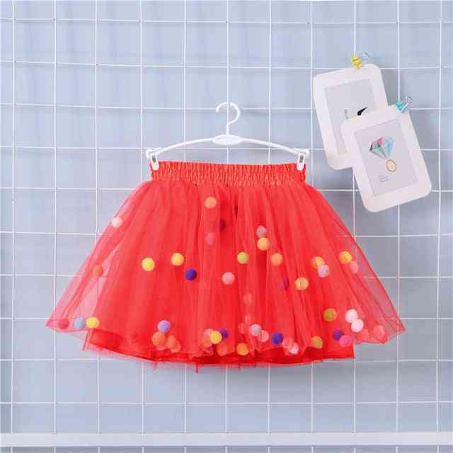 Multilayer Skirt, Pom Princess Mini Dress For Girl Set-1