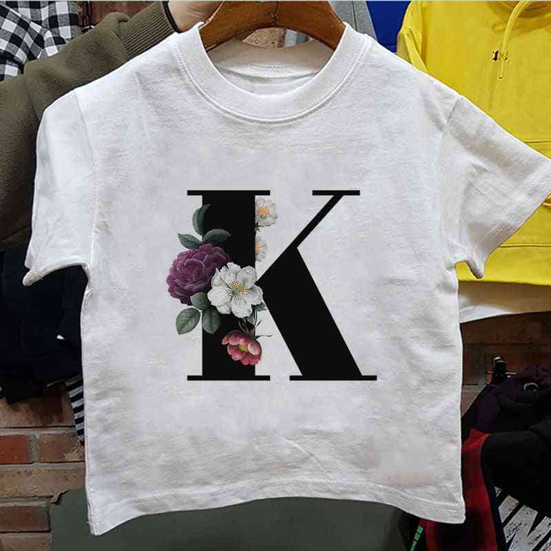 Flower & English Alphabet Print T-shirt (set-1)