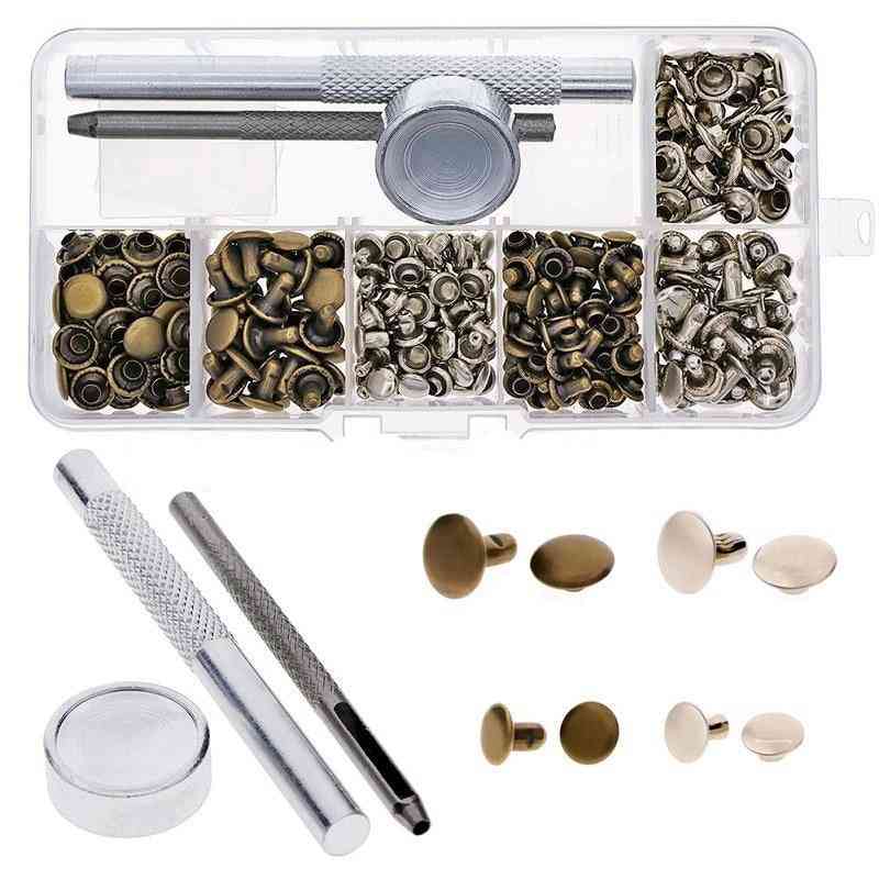 120-sets Repairing Decor Rivets, Metal Leather Craft With Fixing Tools Kit Storage Box