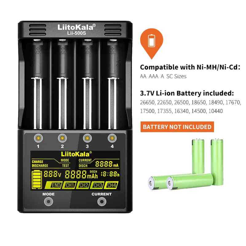 Smart Universal Charger With Lcd Display For Li-ion/nimh/nicd Batteries
