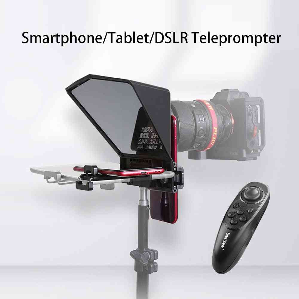 Teleprompteri, jossa on 9 sovitinrengasta ja kaukosäädin tabletille / iPadille / puhelimille / ulkohaastattelu / puhe / dslr -