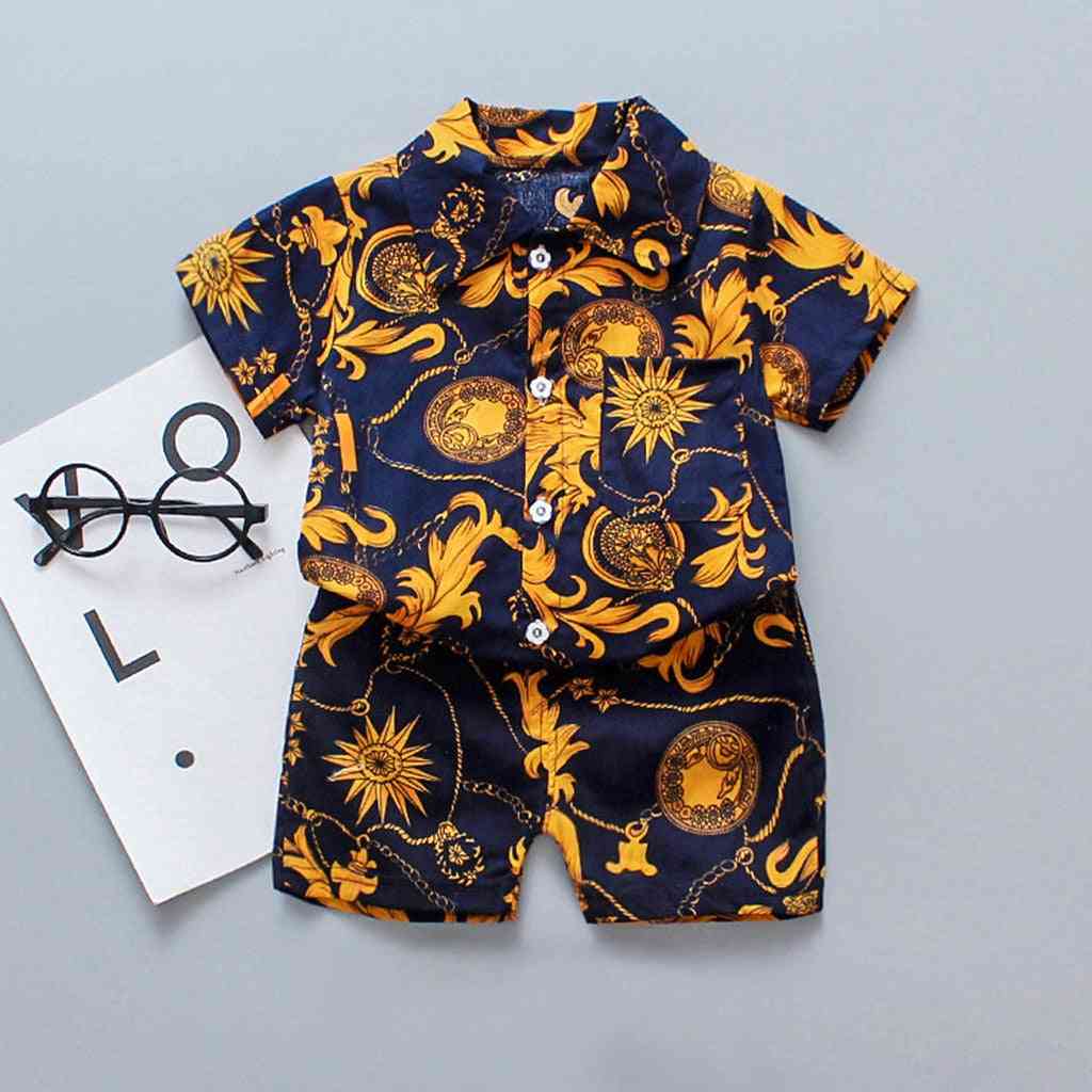 Children Clothing Suit-including Floral Print Tops And Shorts