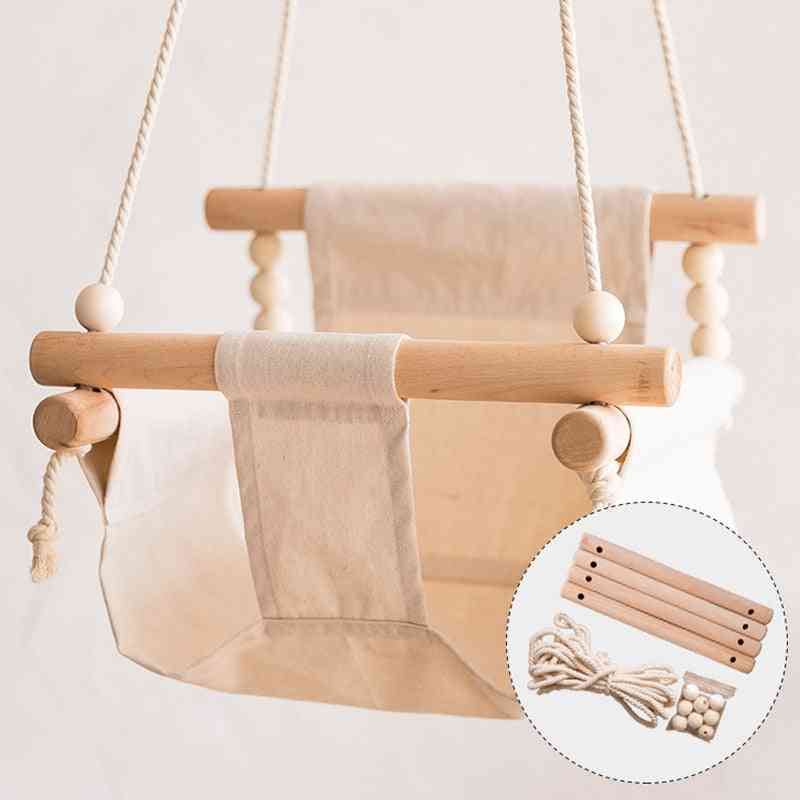 Wooden Canvas Hanging Rocking Chair-hammock Swing Toy