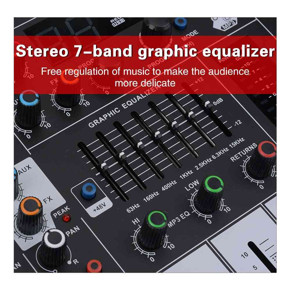 Et40 4 canale mixer audio profesional dj studio 7 band eq 99dsp usb bluebooth consola de înregistrare cu ieșire aux fx