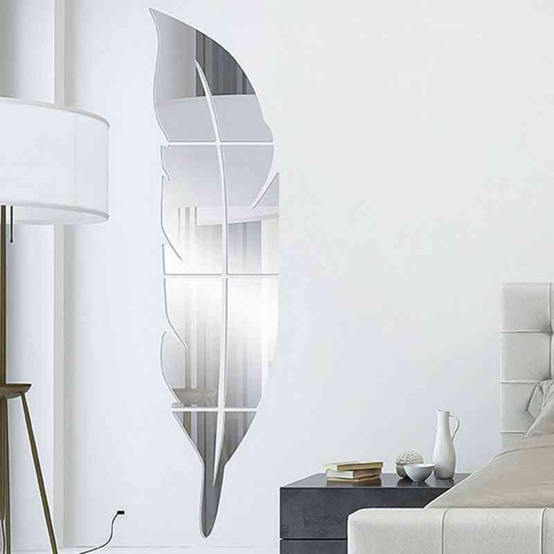 Diy Feather Plume 3d Mirror Wall Sticker
