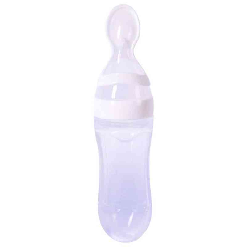 בקבוק תינוק עם כף כוס בקבוק האכלה לתוספת מזון - לבן