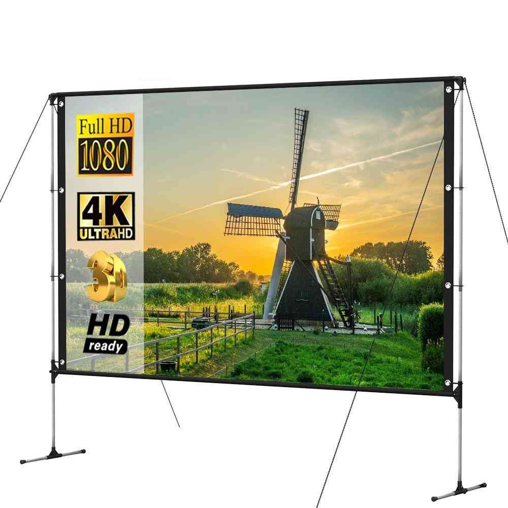 Portable Projector Screen With Stand Bracket -16:9 4k Ultra Hd Fast Folding